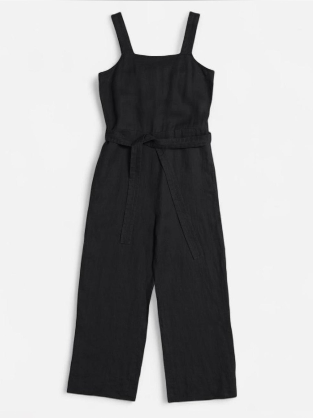 Everlane Women’s Black Square-Neck Jumpsuit with Waist Tie